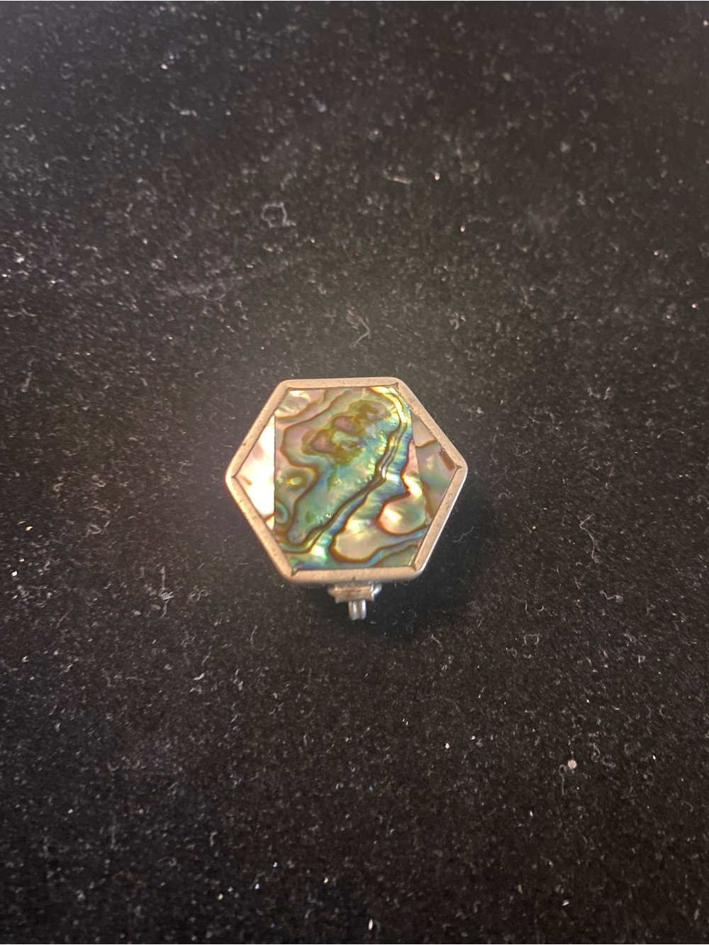 Alpaca Silver Hexagonal Abalone Shell Pill/Trinket Box